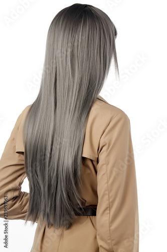 A Back View Side Portrait Of A Lady With Long Straight