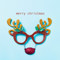 Poster - reindeer eyeglasses and text merry christmas