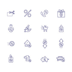 Wall Mural - Percentage line icon set