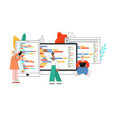 vector illustration of flexible application development concept in flat style. isolated characters o