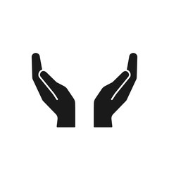 Black isolated icon of two hands on white background. Silhouette of hands. Flat design.