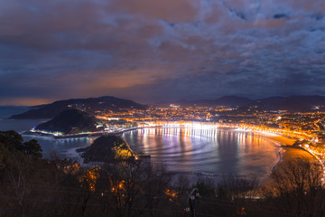 View from Igeldo mountain from Donostia-San Sebastian and Kontxa's bay (La Concha) at the Basque Country.