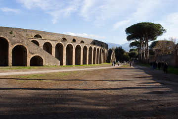 Pompeii is an ancient city buried in 79 AD. from the eruption of Vesuvius