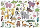 Fototapeta Pokój dzieciecy - vector cute african animals 