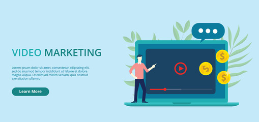 Wall Mural - video marketing concept banner with free space for text