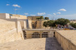 Valletta, Malta. The fortress bridge and its fortifications