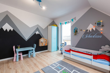 Wall Mural - Modern bedroom for boy and girl with furnitures and toys