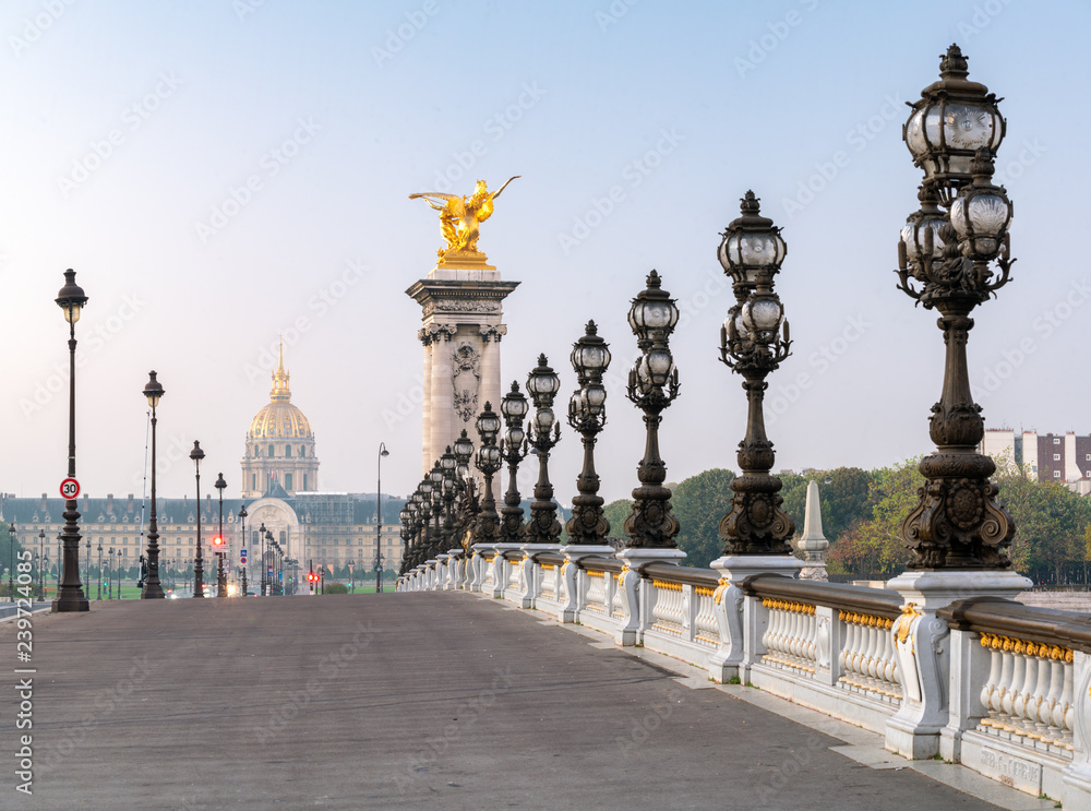 Most Alexandra III w Paryżu, Francja - obrazy, fototapety, plakaty 