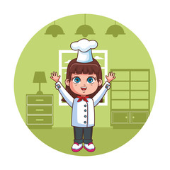 Poster - Chef girl cartoon