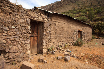 Wall Mural - Peruvian home. Poverty in Peru, external and internal roads