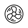 Simple fan or cooler, outline linear icon in circle. Black icon