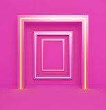 Fototapeta Do przedpokoju - Pink empty frame display with glow light. 3D rendering illustration.