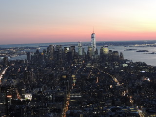  new york city skyline at sunset