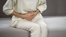 Lady Suffering From Strong Stomach Ache, Gastritis, Problems With Gall Bladder
