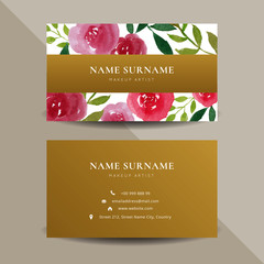 Beautiful Watercolor Flower Business Card Template Design