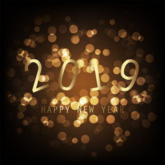 Black And Gold New Year Card, Cover or Background Design Template - 2019 