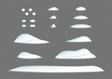 Snow Pile Winter Snowdrift 3d Illustration Vector Elements Set