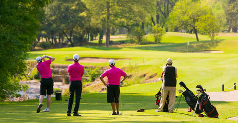 Group of golfers on a fairway