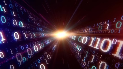 Wall Mural - binary tunnel digital data code