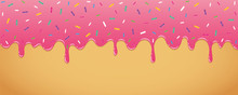 Pink Sweet Melting Icing With Colorful Sprinkles Vector Illustration EPS10