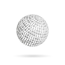 Globe Of Binary Code. Abstract Technology Ball. Vector Design