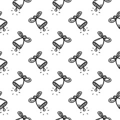 Wall Mural - Seamless pattern Hand drawn bell doodle icon. Hand drawn black sketch. Sign symbol. Decoration element. White background. Isolated. Flat design. Vector cartoon illustration