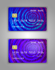 Bank card. Modern credit card template design. Blue and blue color