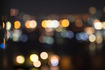 Canvas Print - defocused city night light blurred with bokeh abstract background.