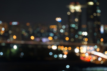 Canvas Print - defocused city night light blurred with bokeh abstract background.