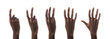 © LIGHTFIELD STUDIOS - collage of african american man showing numbers with hands isolated on white