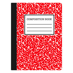 Poster - Composition Book - Red composition notebook with copy space isolated on white background