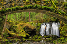 Whatcom Falls As Seen From Under The Bridge In Washington State