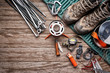 © goodmanphoto - overhead view of camping gear