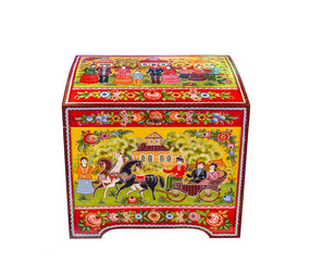 Wall Mural - Russian folk arts and crafts - chest with Gorodets painting. Nizhny Novgorod region, Gorodets, Russia