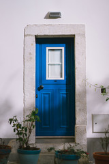  Small traditional blue door of the house in Lissabon, Lisboa Portugal