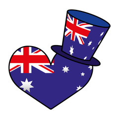 Sticker - australia flag shaped heart and top hat