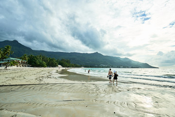 Seychelles tropical beach, beau vallon beach, mahe island