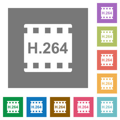 Poster - H.264 movie format square flat icons