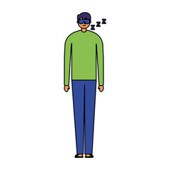 Poster - man sleeping with mask white background