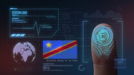 Wall Mural - Finger Print Biometric Scanning Identification System. Democratic Republic of the Congo Nationality