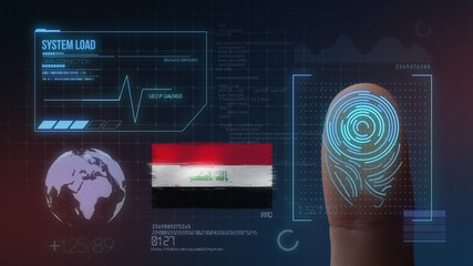 Wall Mural - Finger Print Biometric Scanning Identification System. Iraq Nationality