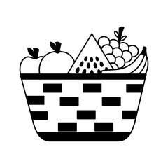 Poster - wicker basket with fresh fruits