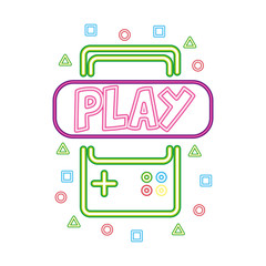 Sticker - gamepad play neon video game