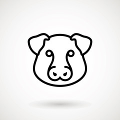 Wall Mural - Pig line icon. logo Piglet face in outline style. Icon of Cartoon pig head. Chinese New Year 2019. Zodiac. Chinese traditional Design, decoration Vector illustration.