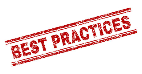 Wall Mural - best practices seal print with grunge texture. red vector rubber print of best practices caption wit
