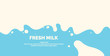 Modern poster fresh milk with splashes on a light blue background. Vector illustration