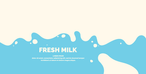 modern poster fresh milk with splashes on a light blue background. vector illustration
