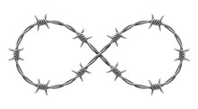 Infinity Sign Made Of Barbed Wire. Vector Realistic Illustration.