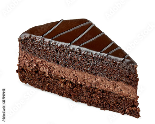 Cuadros en Lienzo Chocolate or devils cake slice isolated on white background