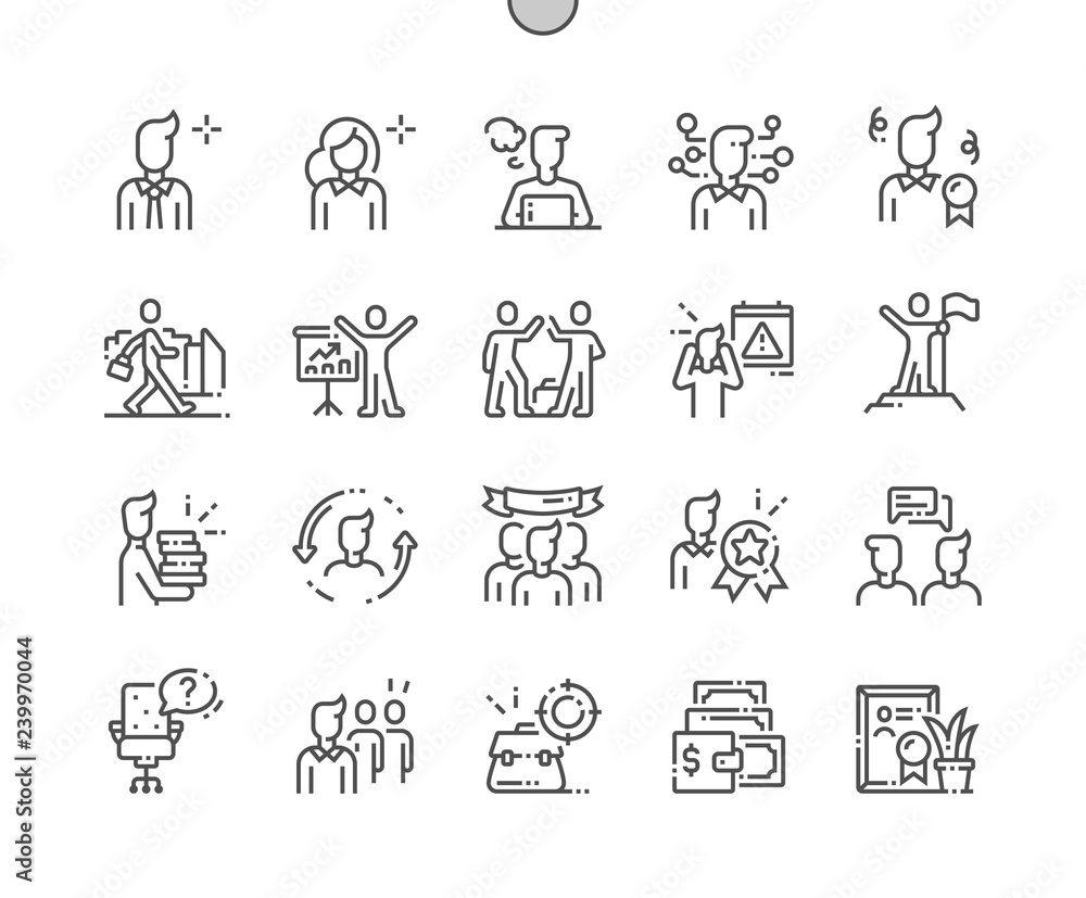 Office Workers Well-crafted Pixel Perfect Vector Thin Line Icons 30 2x Grid for Web Graphics and Apps. Simple Minimal Pictogram - obrazy, fototapety, plakaty 